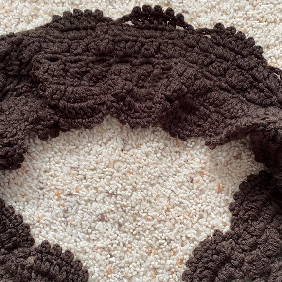 Three Bird Nest Brown Crochet Scarf - Picture 3 of 8